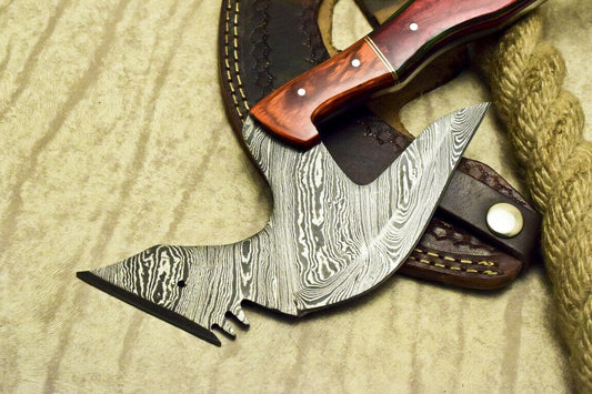 Custom Damascus Full Tang Cleaver Chopper Tomahawk Axe Knife with Hardwood Handle