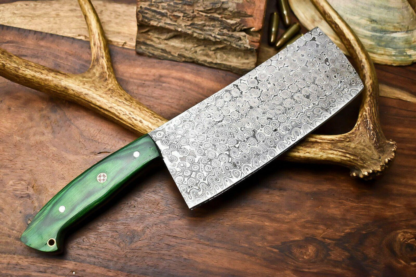 Custom Handmade Damascus Steel Chef Chopper Knife – 384 Layer Forged