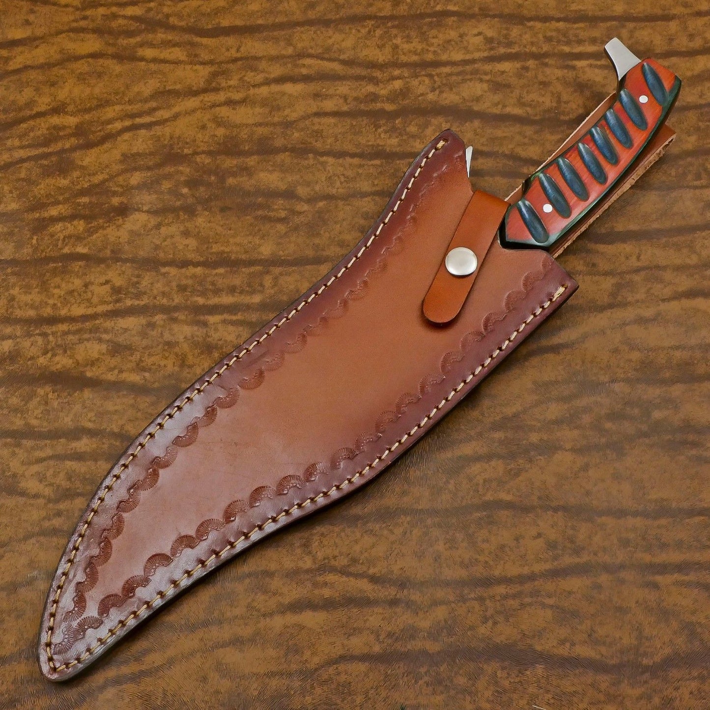 Elite 12-Inch D2 Steel Full Tang Bowie Hunting Knife – Pakka Wood Handle