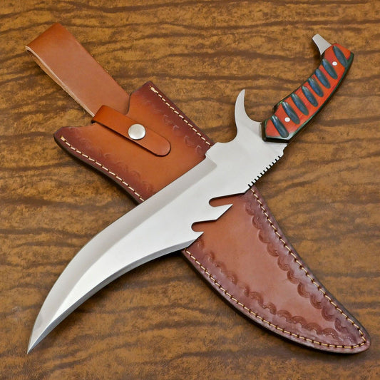 Elite 12-Inch D2 Steel Full Tang Bowie Hunting Knife – Pakka Wood Handle