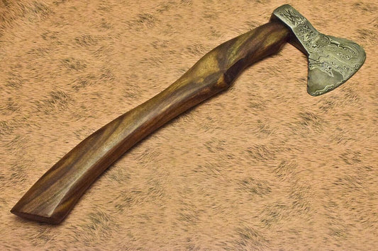 Custom Handmade Damascus Steel Pipe Tomahawk Axe with Walnut Wood Handle