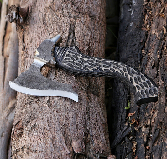 Viking Axe Custom Handmade Forged Carbon Steel Bearded Outdoor Camping Axe