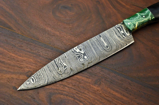 Handmade Damascus Steel Chef Hunting Knife with Corian Handle – Custom 384 Layers
