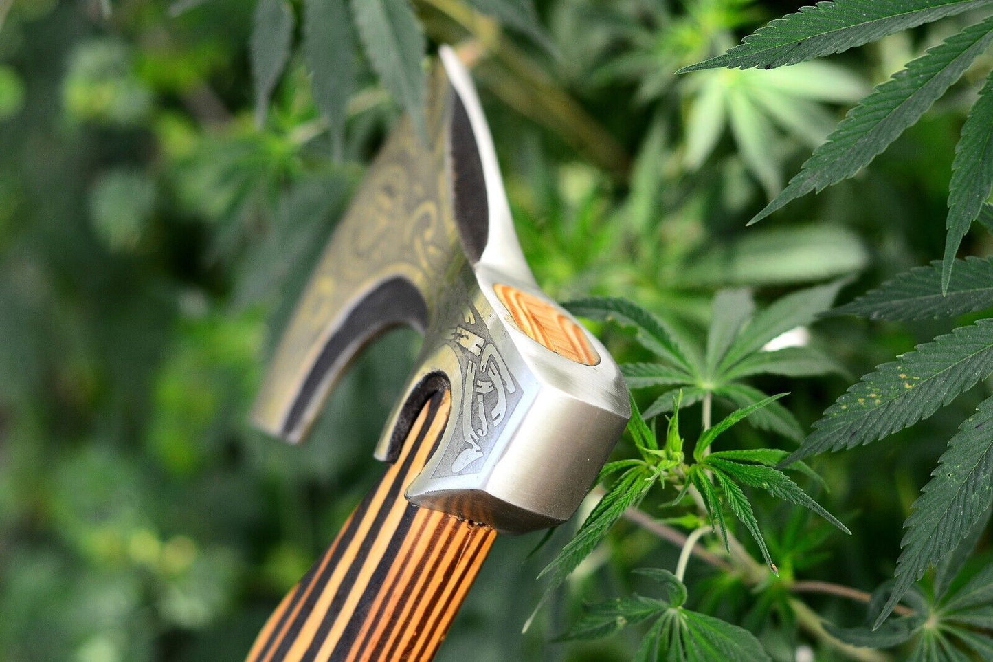 Handmade Carbon Steel Viking Axe VALHALLA – Engraved High Carbon Blade with Leather Sheath