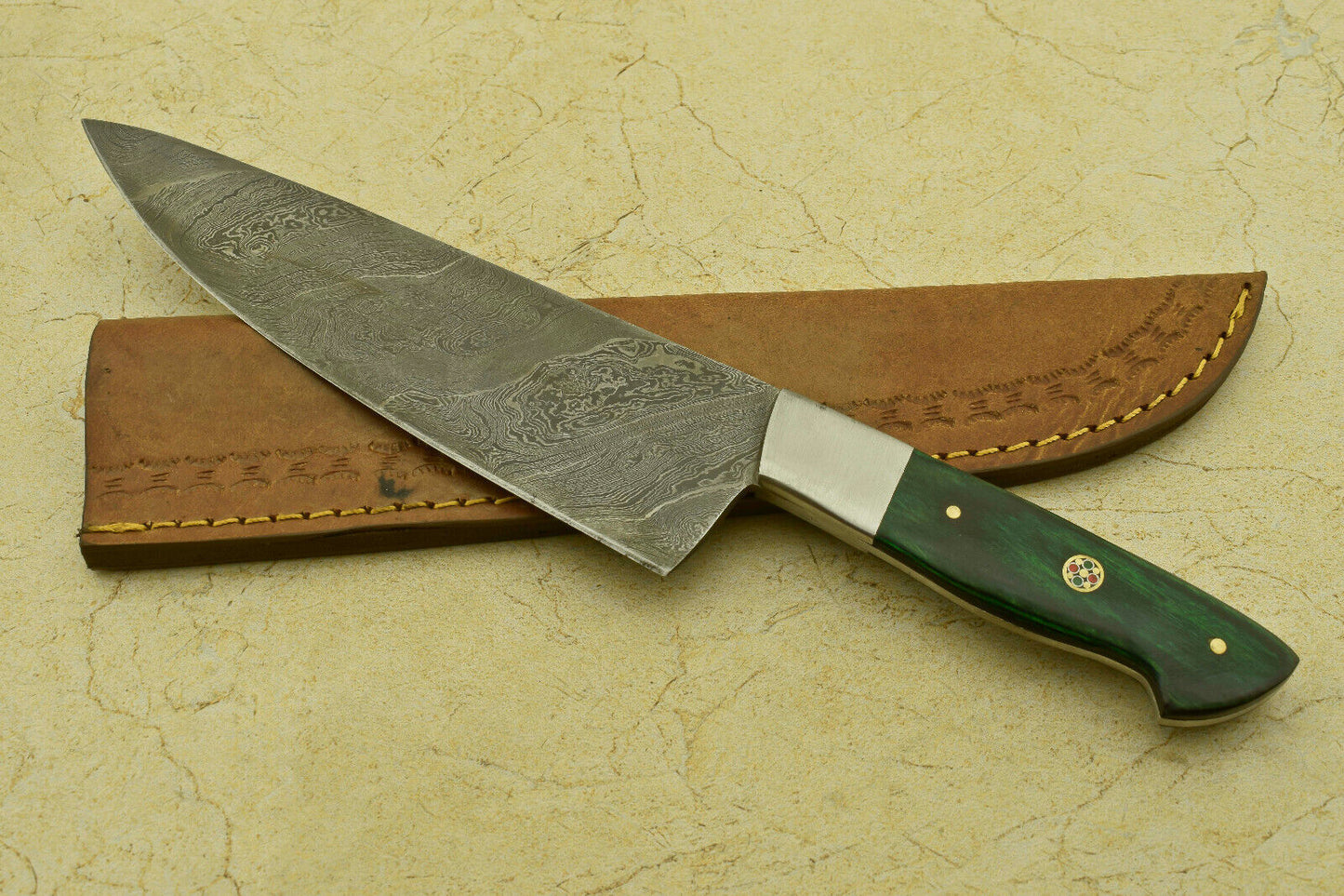 11.75" Handmade Damascus Steel Chef Kitchen Knife – Pakka Wood Handle, 512 Layers, Hand-Forged