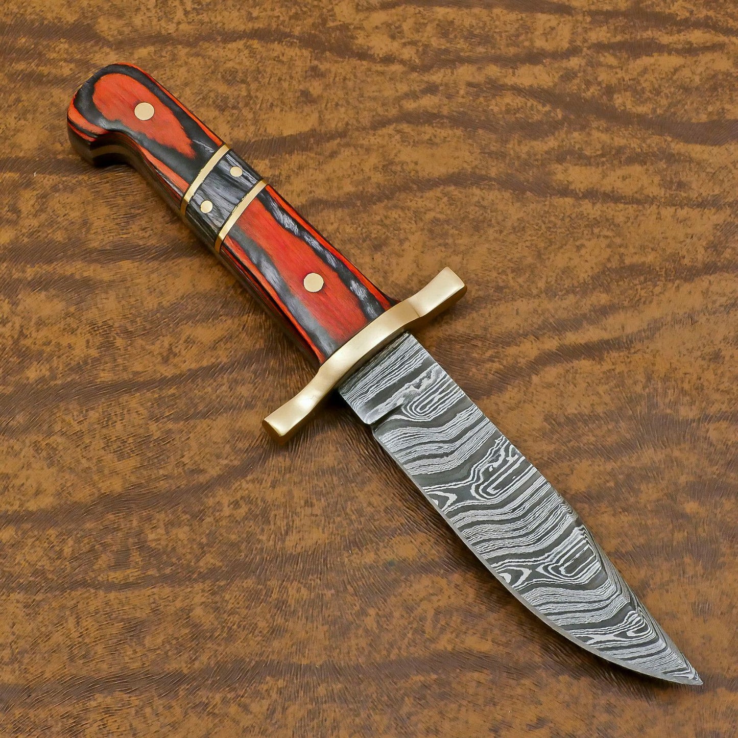 Hand Forged Damascus Steel Skinner Knife with Pakka Wood Handle – Custom Hunting & Sport Blade