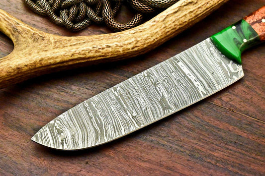 Custom Handmade Damascus Chef Knife | 12" Full Tang Corian Handle