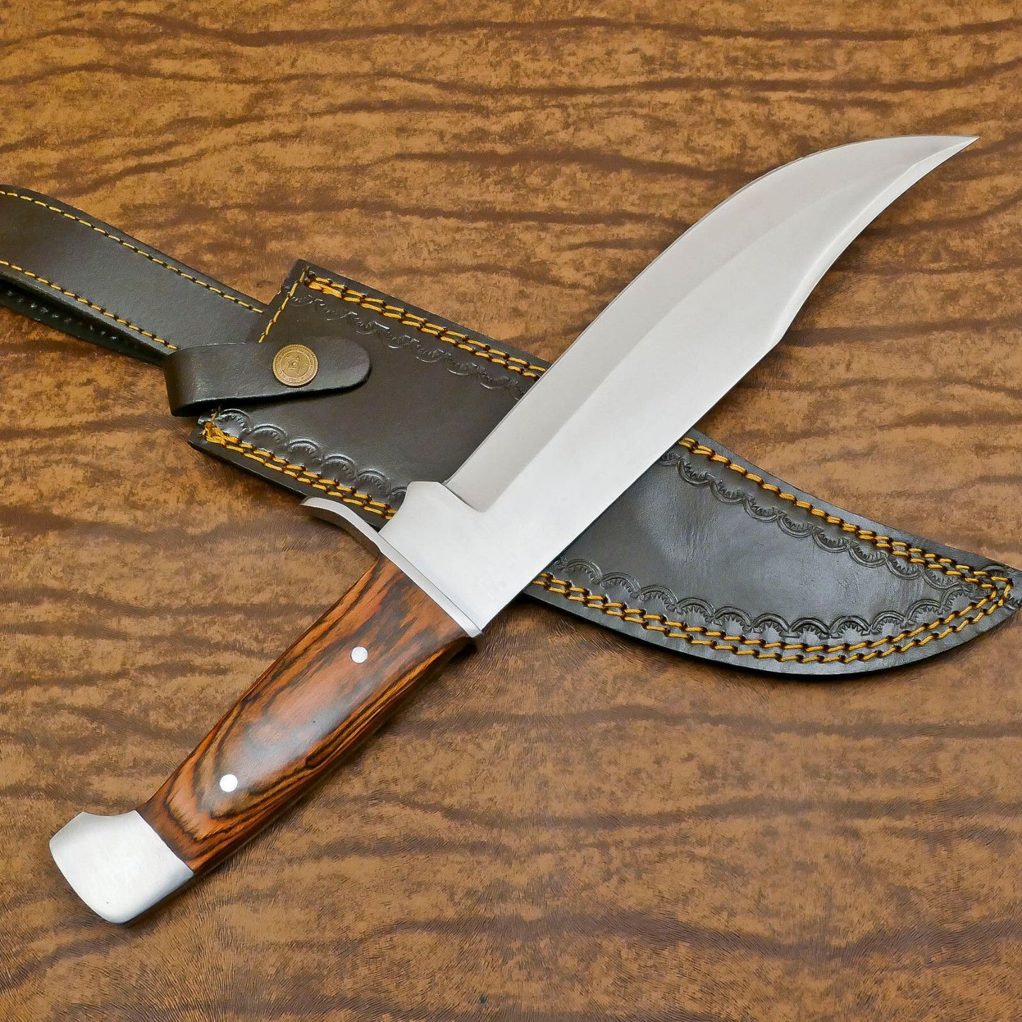 Handmade D2 Clip Point Bowie Hunting Knife – EDC Full Tang with Pakka Wood Handle