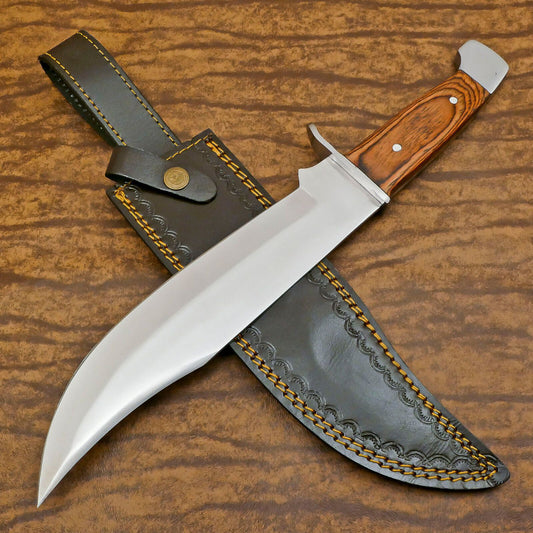 Handmade D2 Clip Point Bowie Hunting Knife – EDC Full Tang with Pakka Wood Handle