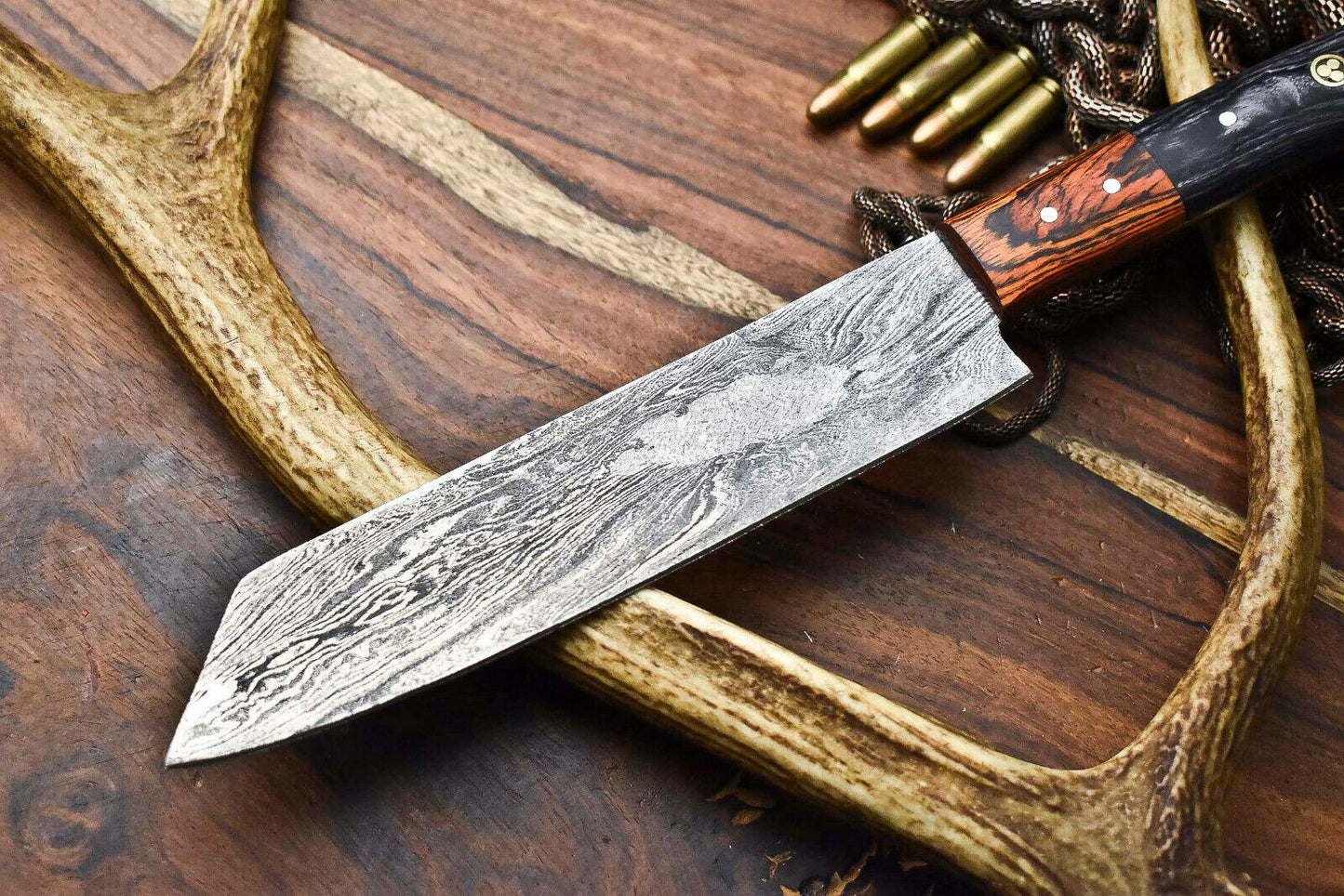 Handmade Damascus Steel Chef Knife | Full Tang Hardwood Handle | 12" Kitchen Knife