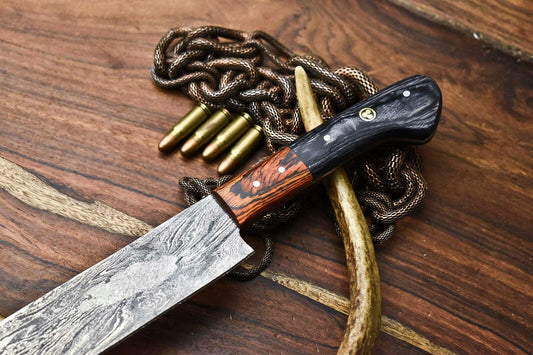 Handmade Damascus Steel Chef Knife | Full Tang Hardwood Handle | 12" Kitchen Knife