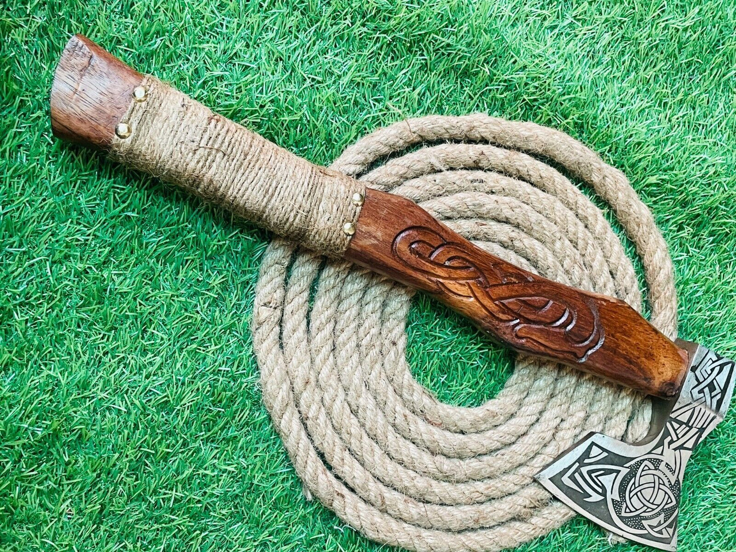 Handmade Steel Viking Bearded Camping Hatchet Tomahawk Axe