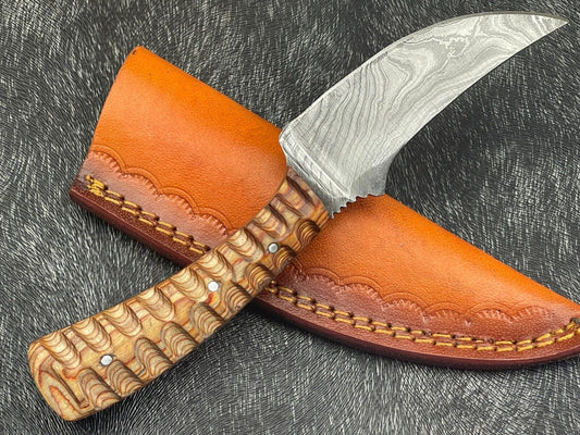 7 Inch Handmade Damascus Steel Bowie Knife with Hardwood Handle