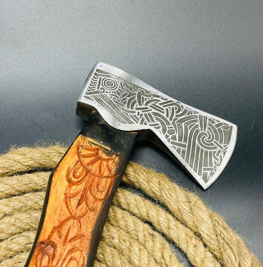 Handmade Forged Viking Bearded Camping Hatchet Tomahawk Axe