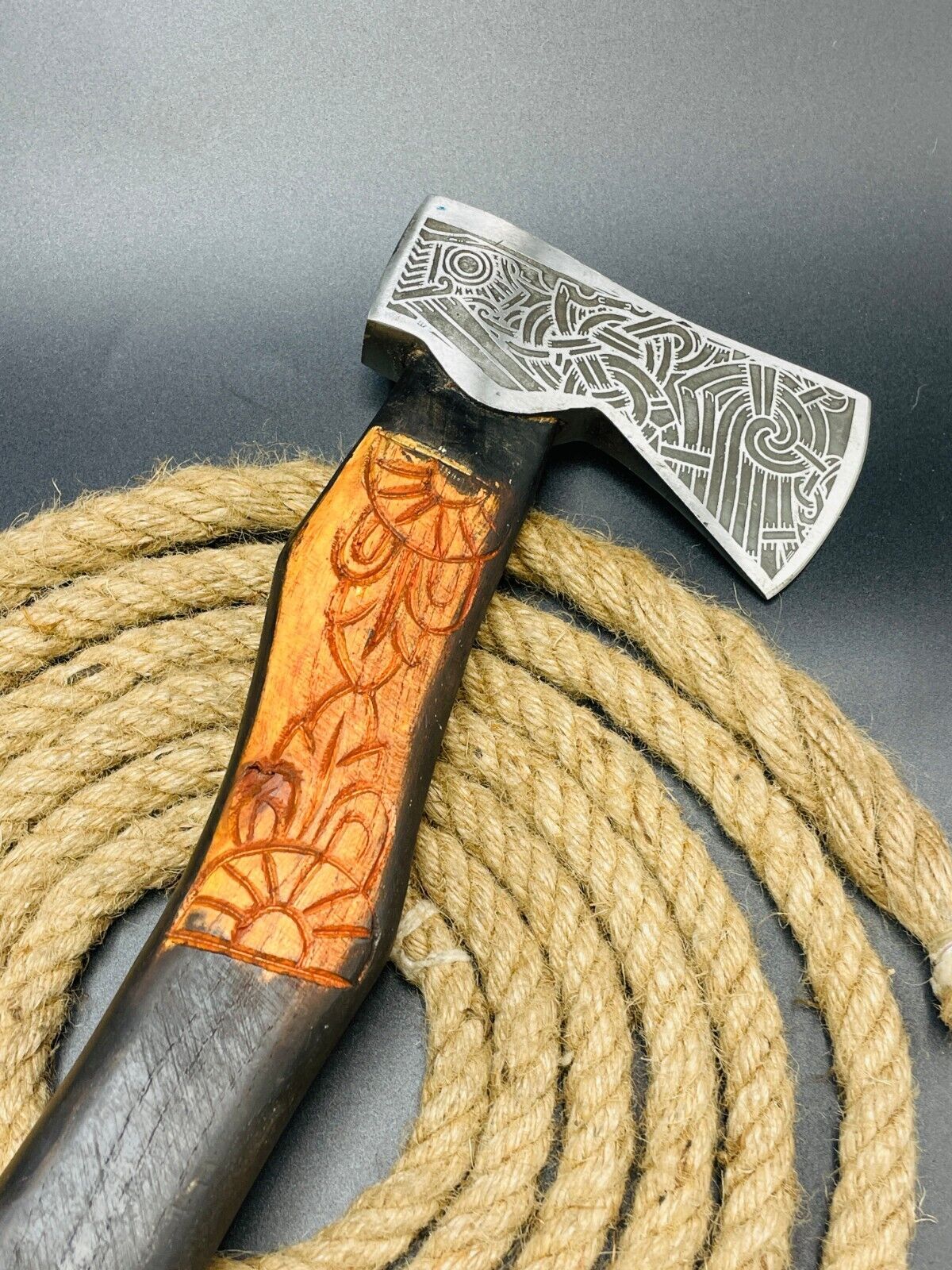 Handmade Forged Viking Bearded Camping Hatchet Tomahawk Axe