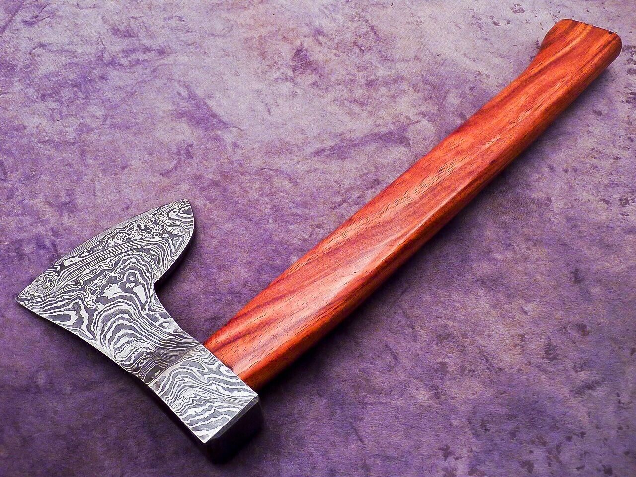 Exclusive Handmade Damascus Steel Viking Axe with Natural Wood Handle and Leather Sheath