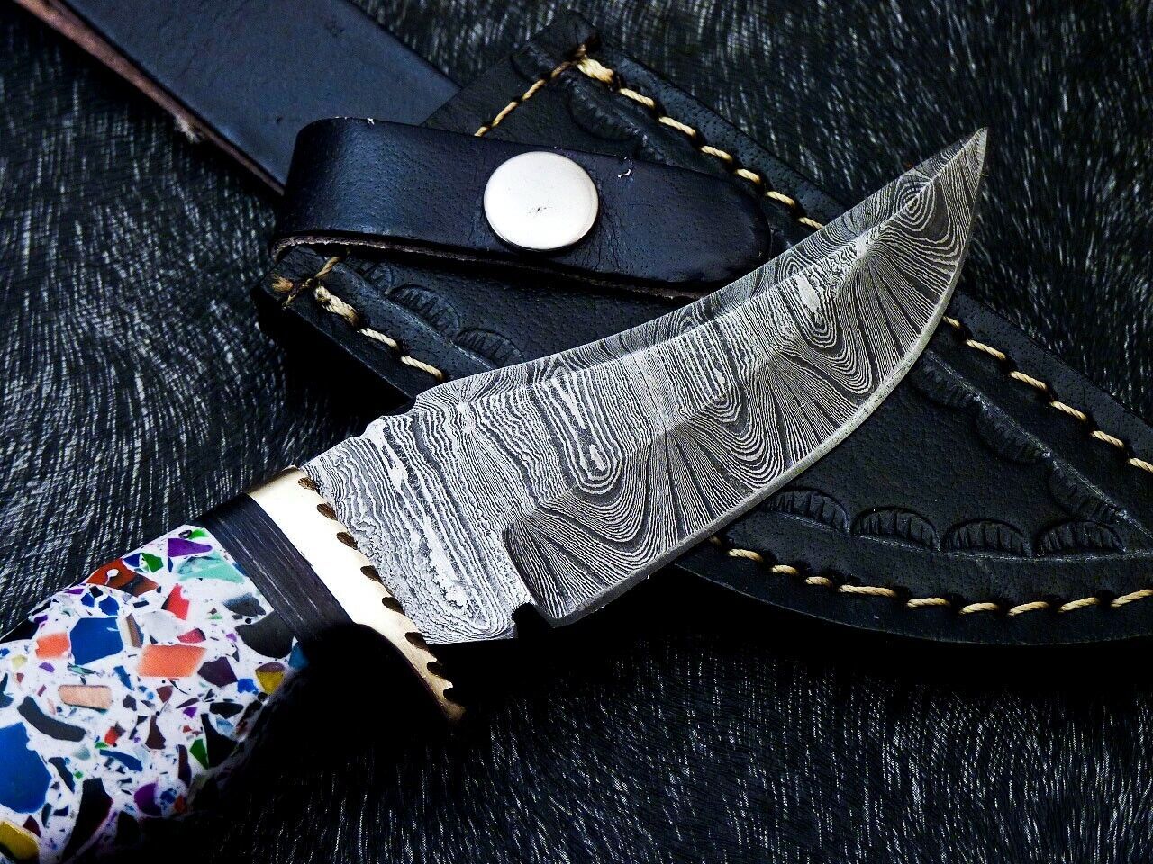10 Inch Handmade Damascus Steel Bowie Knife with Resin Handle
