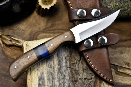 Skinner Knife | 440C Steel | Walnut Wood Handle | 8" Fishing & Collectible Knife