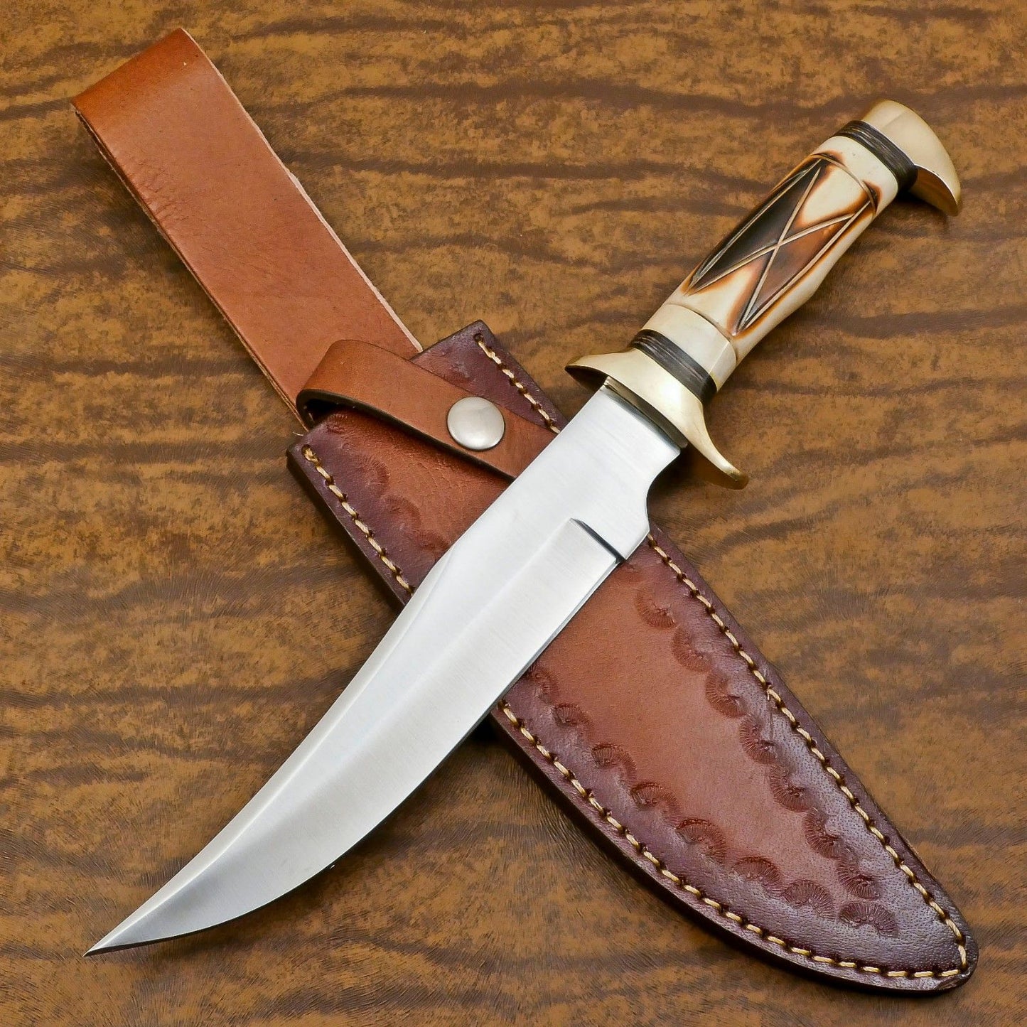 Outlander Custom Handmade D2 Steel Bowie Knife – 12-Inch Hunting & Camping Blade