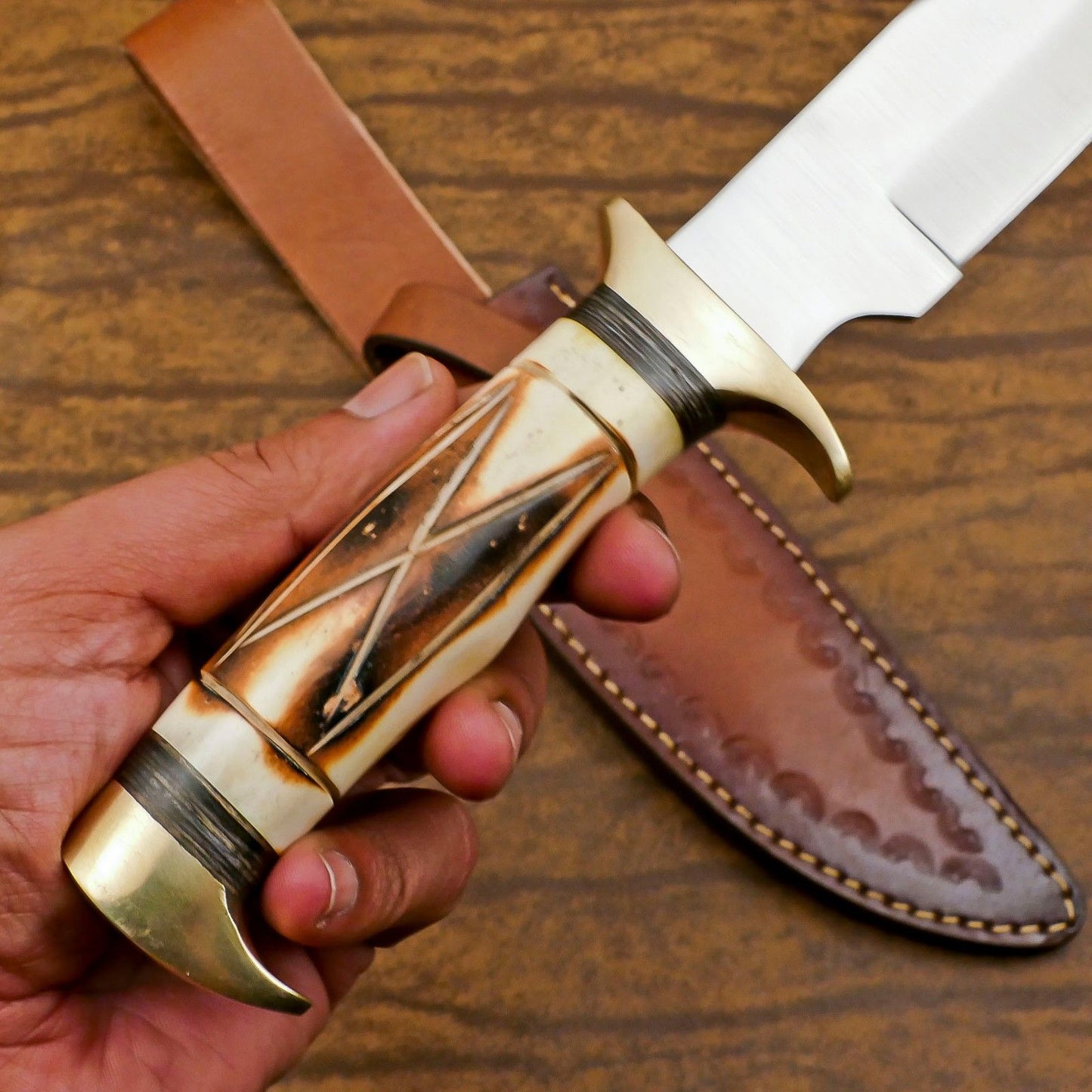 Outlander Custom Handmade D2 Steel Bowie Knife – 12-Inch Hunting & Camping Blade