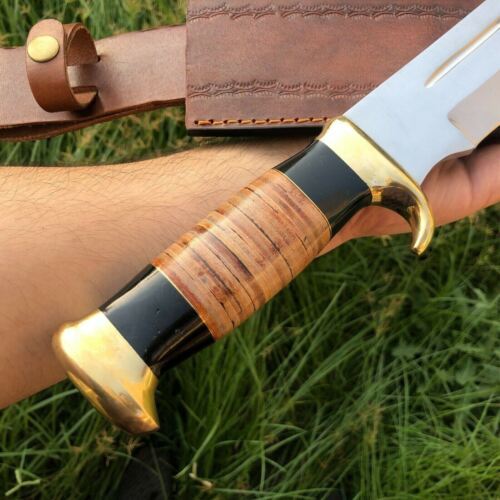 18 Inch D2 Steel Crocodile Dundee Bowie Knife with Bull Horn Handle