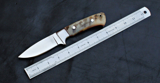 Custom Handmade D2 Steel Skinner Knife | Full Tang Hunting & EDC Blade with Leather Sheath