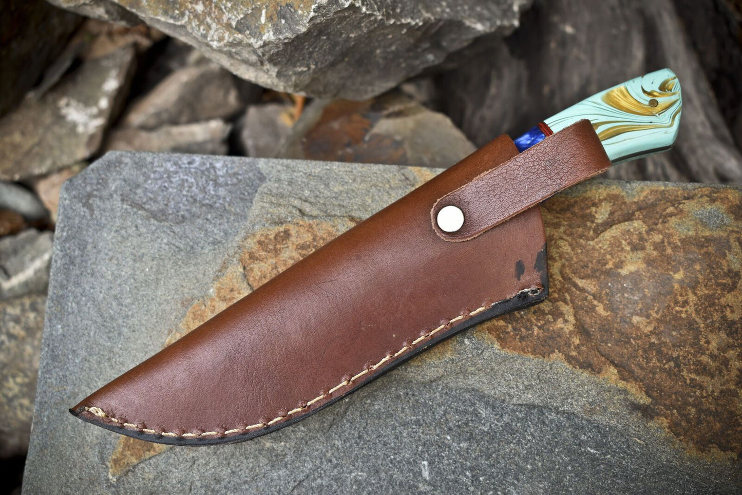 Twist Damascus Skinner Knife Micarta Handle Handmade Hunting Camping Blade