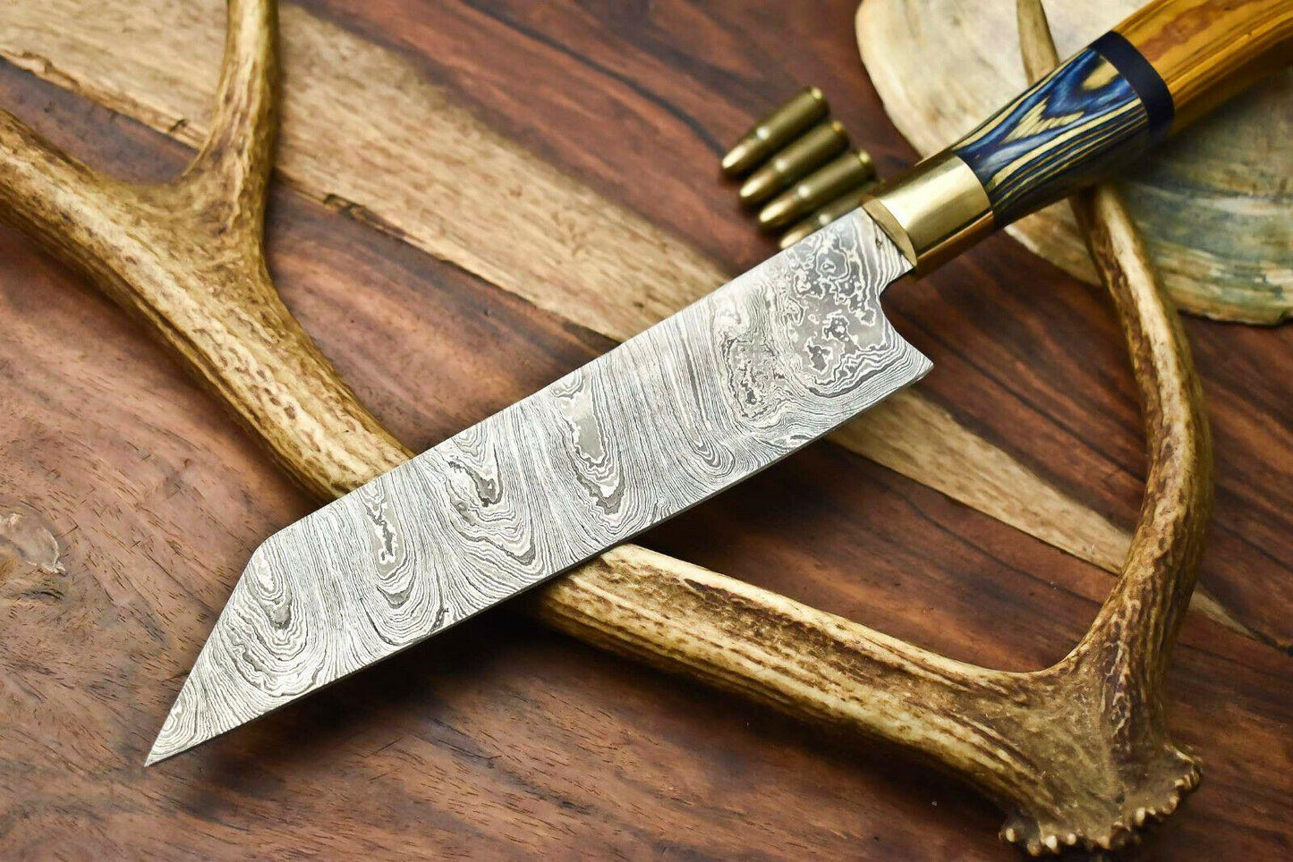 Hand Made Damascus Steel Blade Chef Knife | Hard Wood Handle