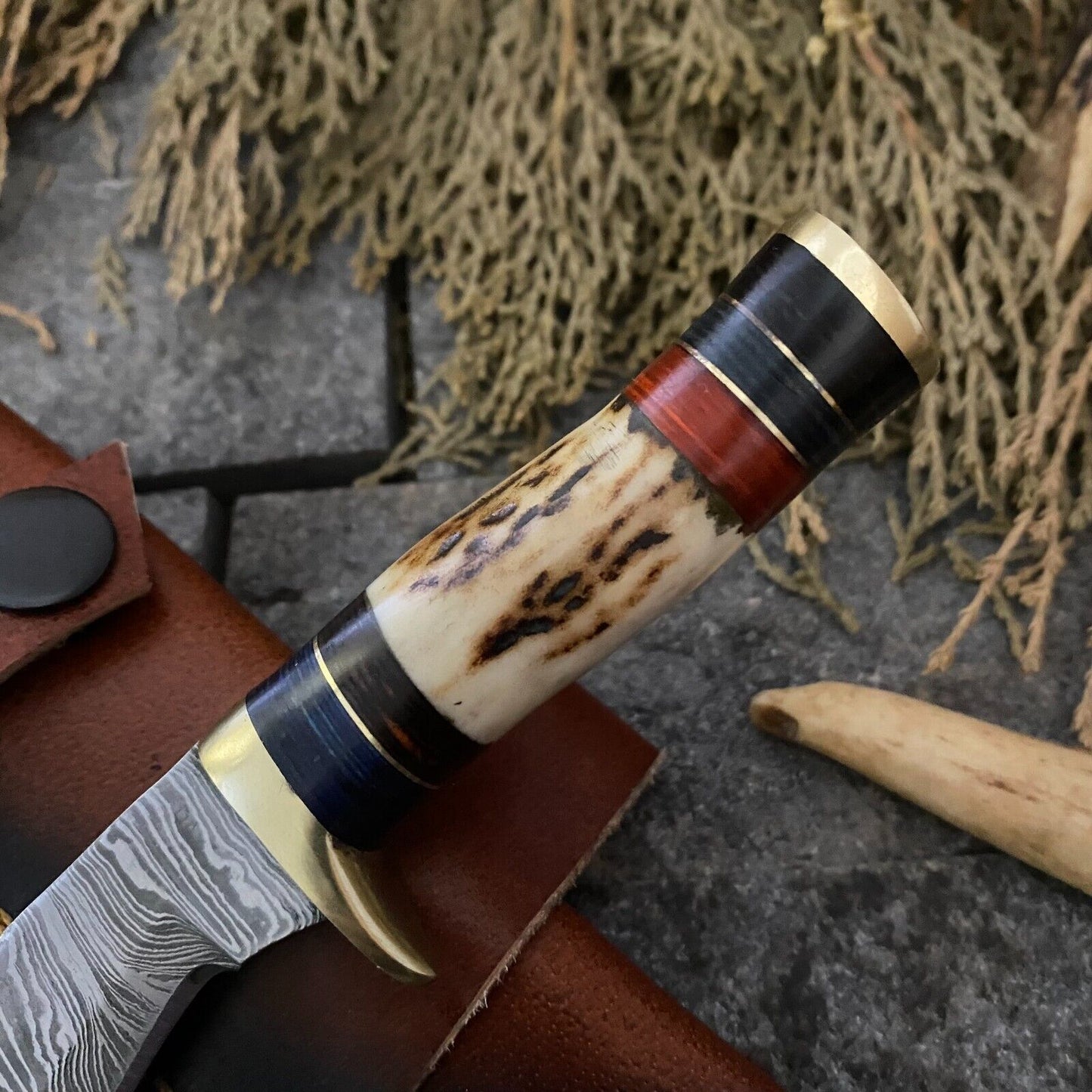 6" Handmade Damascus Kukri Bowie Knife with Sheath | Compact Bushcraft Tool