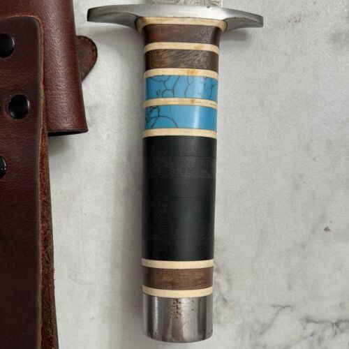 Heritage Forge 13 Inch Handmade Damascus Steel Bowie Knife Micarta Handle