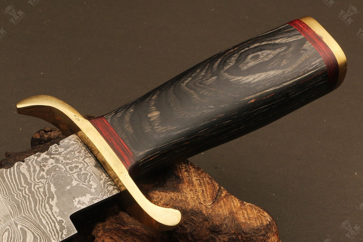 15.5 Inch Handmade Ladder Damascus Steel Bowie Knife with Wood Handle by Heritage Forge
