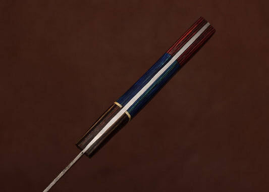 Custom Handmade Damascus Steel Chef Knife With Pakka Wood Handle CH