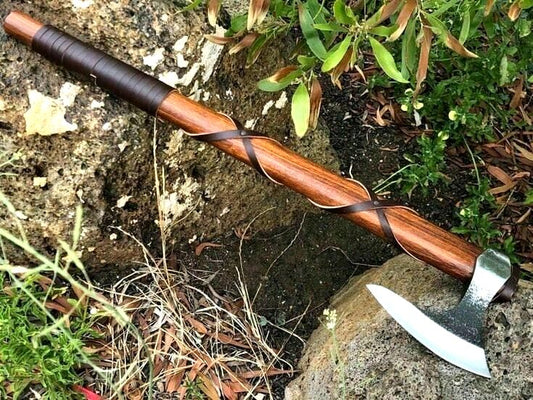 Custom Handmade Forged Carbon Steel Viking Axe Hatchet – Integral Throwing Tomahawk