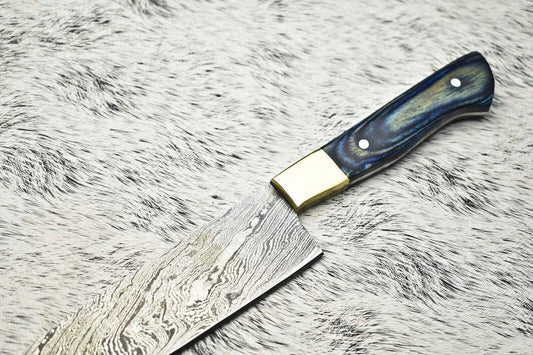 Cutlery Salvation Handmade Damascus Steel Full Tang Kitchen Chef Knife – 11" Blade, Oil Tempered 58-60 HRC, Sharpened at 20°