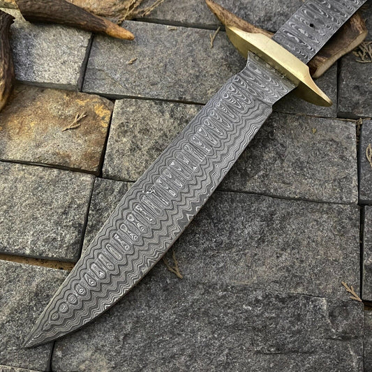 12 Inch Hand Forged Bowie Knife Blank Blade with Brass Guard for Knife Making