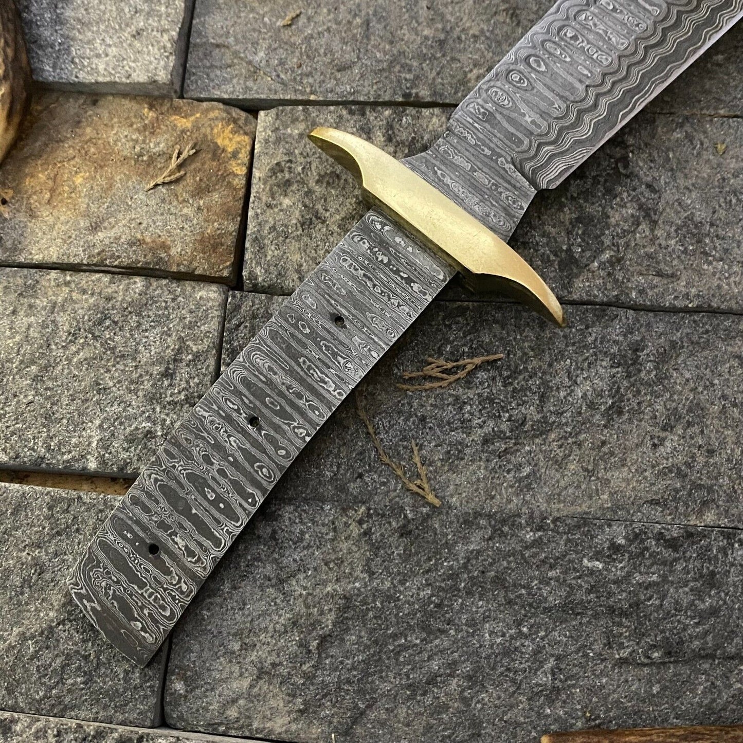 12 Inch Hand Forged Bowie Knife Blank Blade with Brass Guard for Knife Making