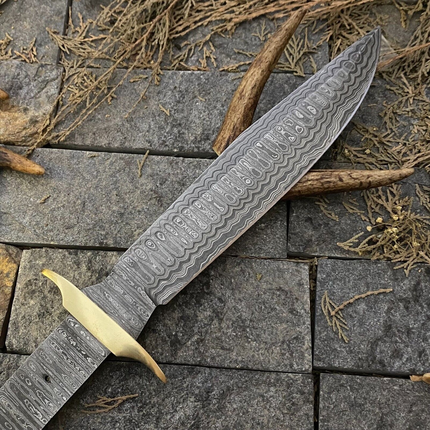 12 Inch Hand Forged Bowie Knife Blank Blade with Brass Guard for Knife Making