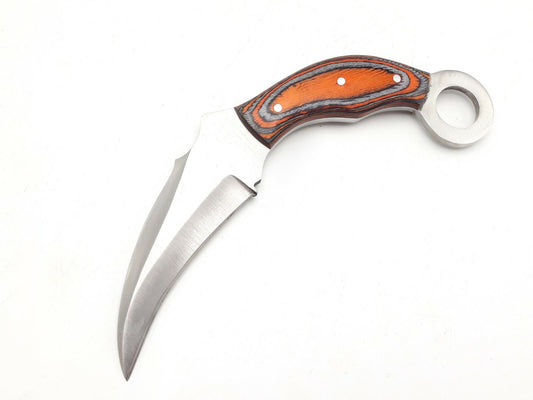 Custom Handmade D2 Stainless Steel Karambit Knife 12" Best Karambit With Wood Handle