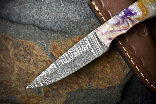 Best Selling Twist Damascus Skinner Knife with Micarta Handle for Hunters