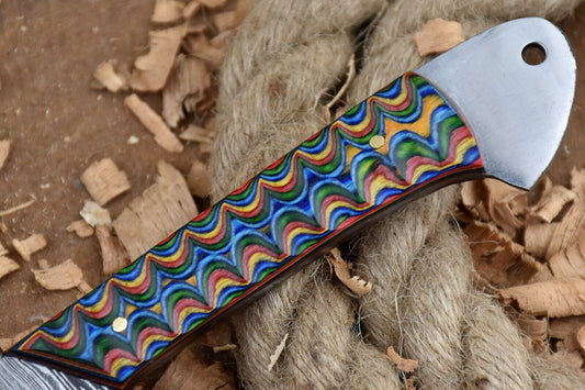 Custom Handmade Damascus Steel Chef Knife with Multi-Dollar Handle & Sheath