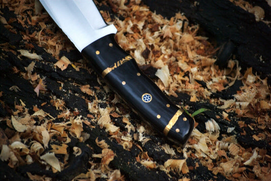 9″ Handmade Skinner Knife – 5″ Stainless Steel Blade with 4″ Bull Horn Handle & Leather Sheath