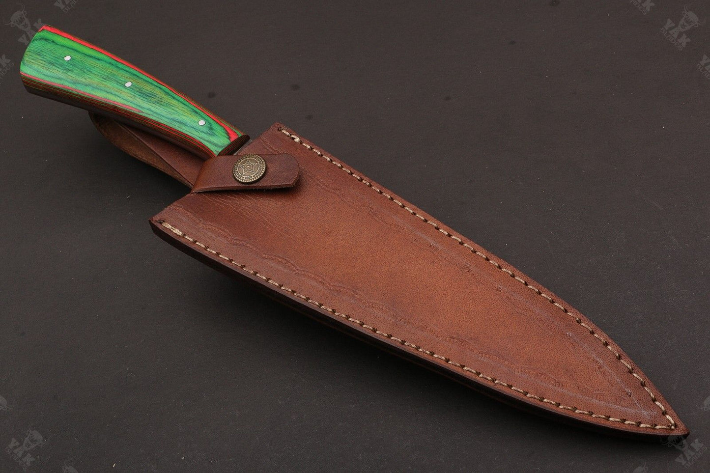 13” Fire Storm Handmade Damascus Steel Chef Knife – Resin Handle