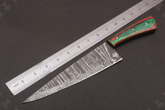 13” Fire Storm Handmade Damascus Steel Chef Knife – Resin Handle