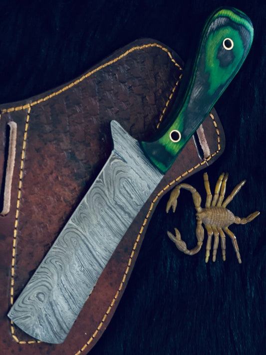 9" Damascus Bowie Knife – Camel Bone & Wood Handle