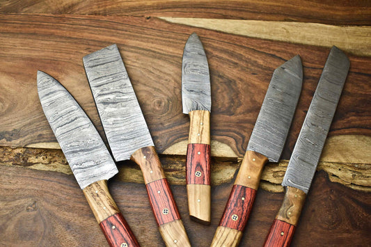 5-Piece Handmade Damascus Steel Chef Knife Set – Professional Kitchen Knives