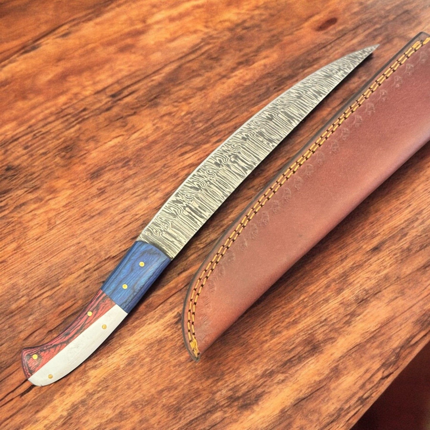 12" Damascus Steel Fillet Knife Handmade Custom Kitchen Knife w/sheath