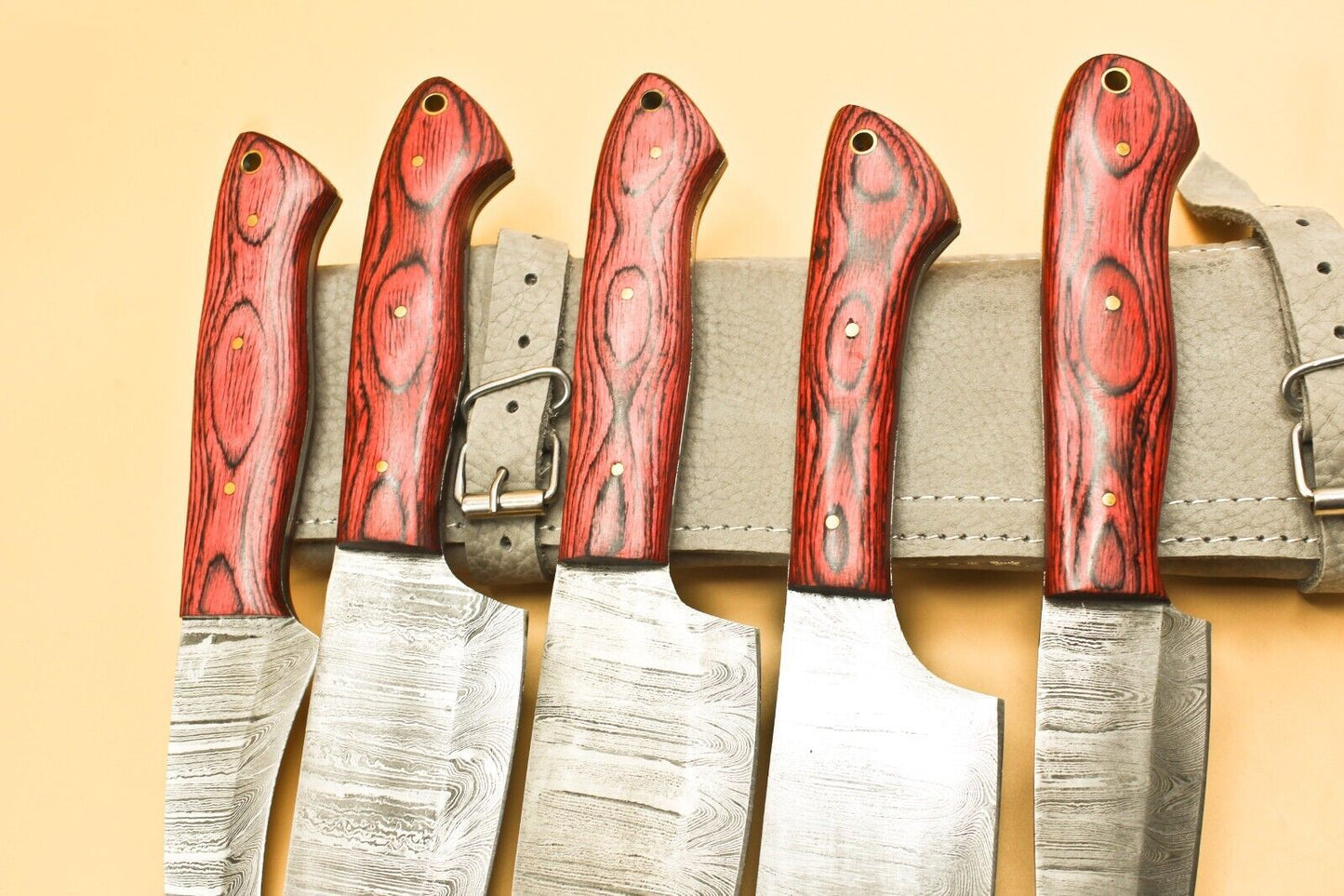 Handmade Damascus Steel BBQ & Chef Knife Set – 9" to 13" Hand Forged Kitchen Knives