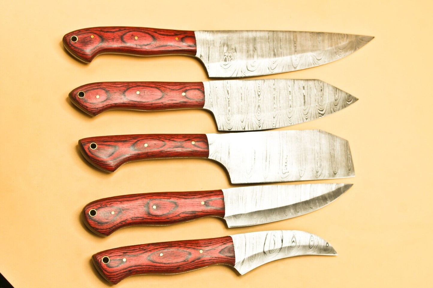 Handmade Damascus Steel BBQ & Chef Knife Set – 9" to 13" Hand Forged Kitchen Knives