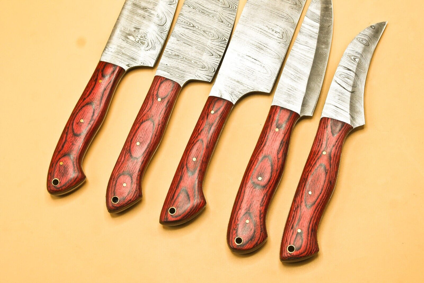 Handmade Damascus Steel BBQ & Chef Knife Set – 9" to 13" Hand Forged Kitchen Knives
