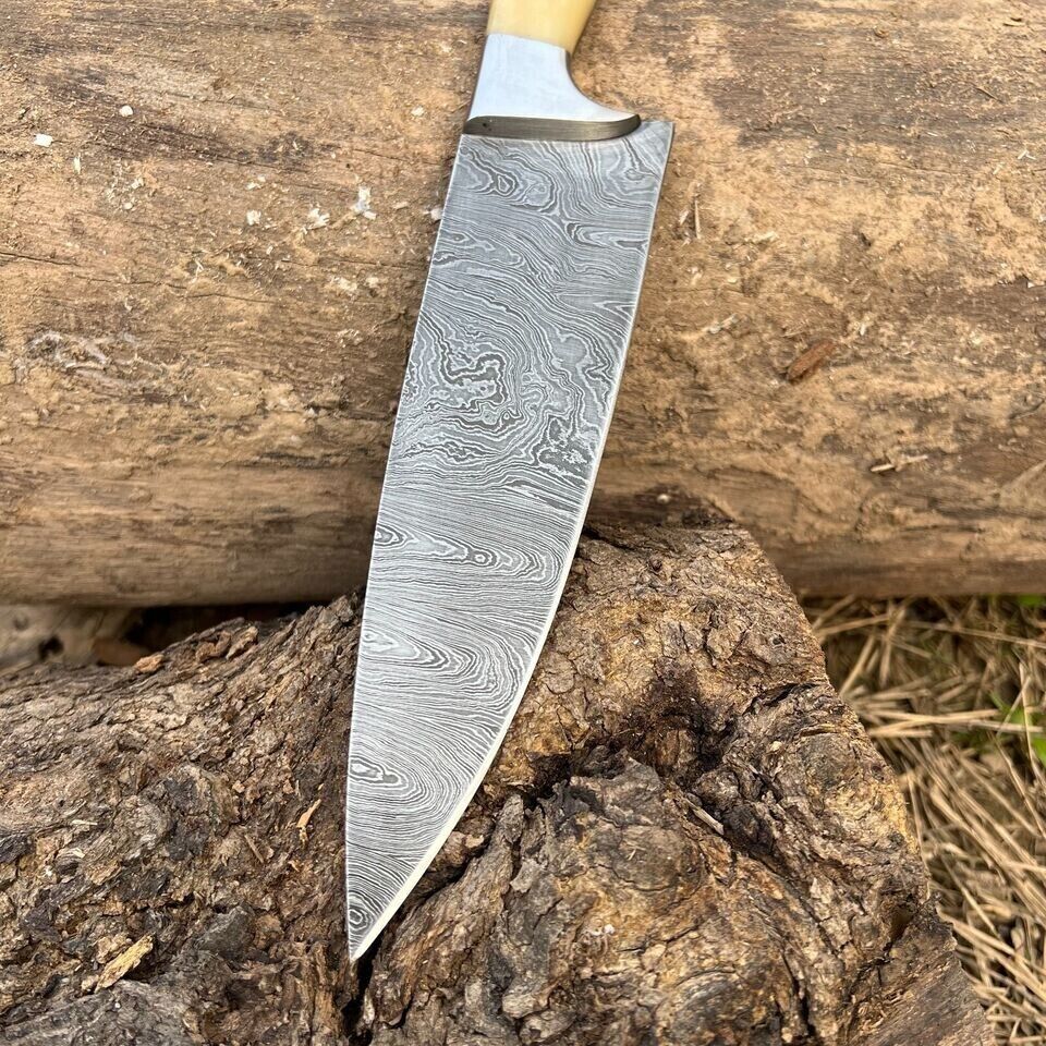 Unique Handmade Damascus Steel Gut Hook Knife – Outdoor & Tactical Use